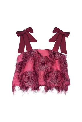 Pillar Top - Bordeaux Eyelash AdjustableCuffs Breathable fabric