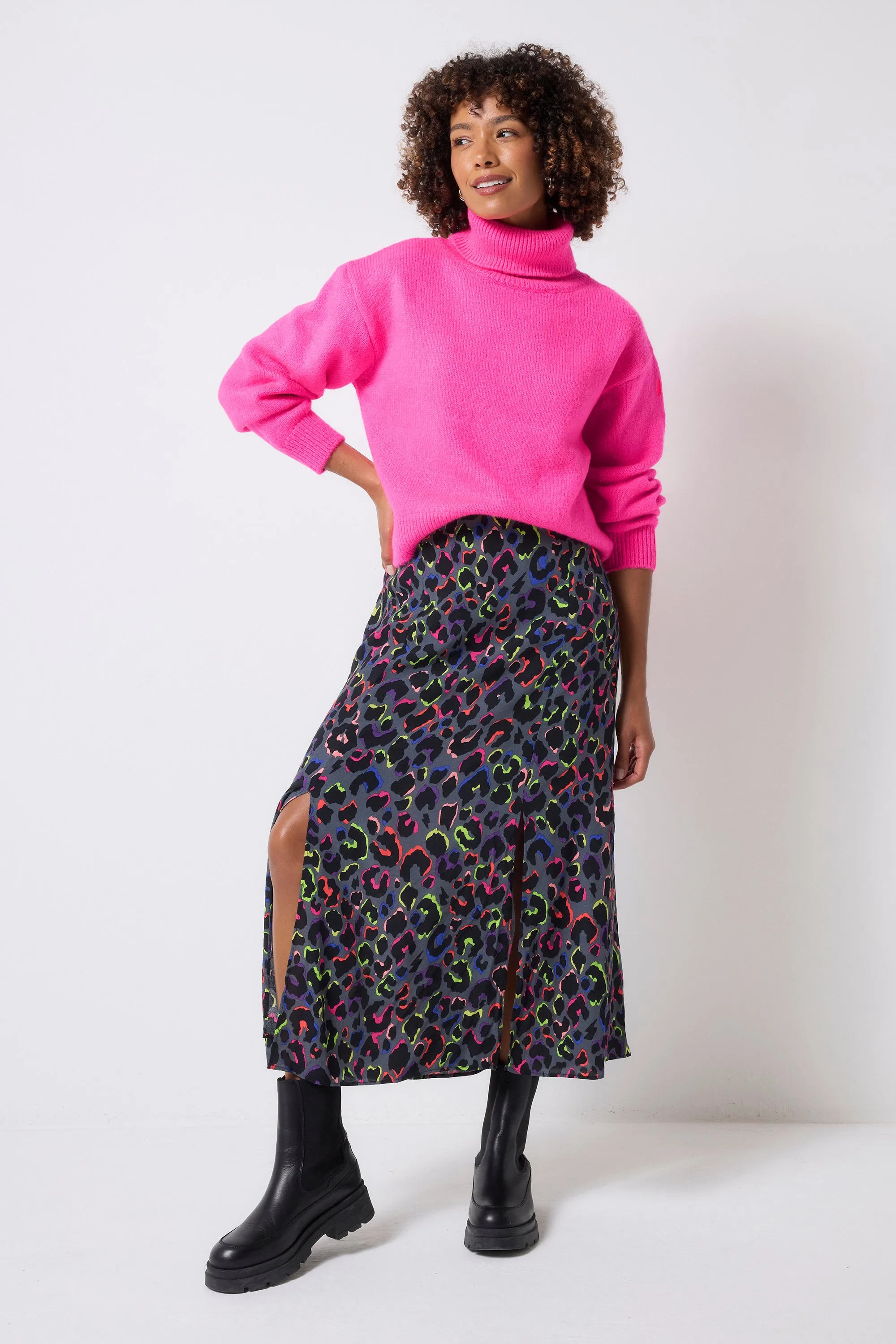 Work Comfort DenseKnit Fabric Pink Turtleneck Knitted Jumper