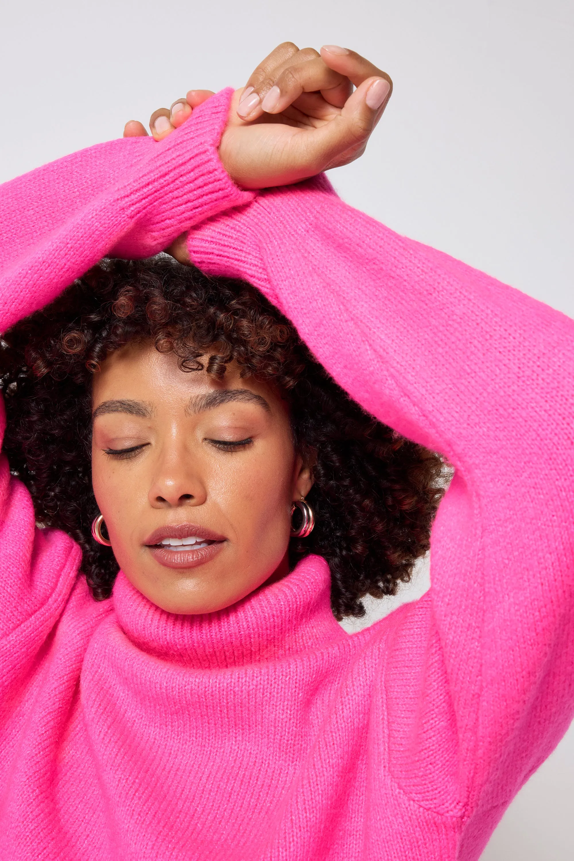 Pink Turtleneck Knitted Jumper Smart Look