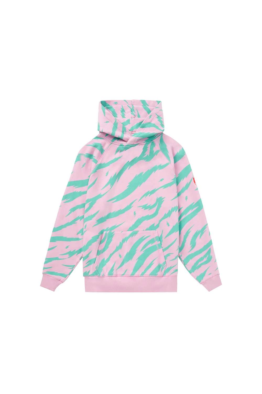 Elastic design Active Flex Pink with Green Tiger Print Relaxed Hoodie