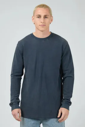 Pique Long Sleeve Tee Navy DoubleLayeredShoulders