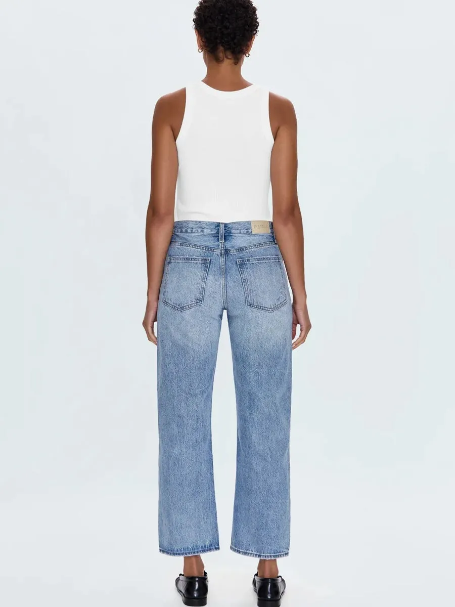 PISTOLA LEXI MID RISE BOWED STRAIGHT PANT - ATHENS Smooth Fabric