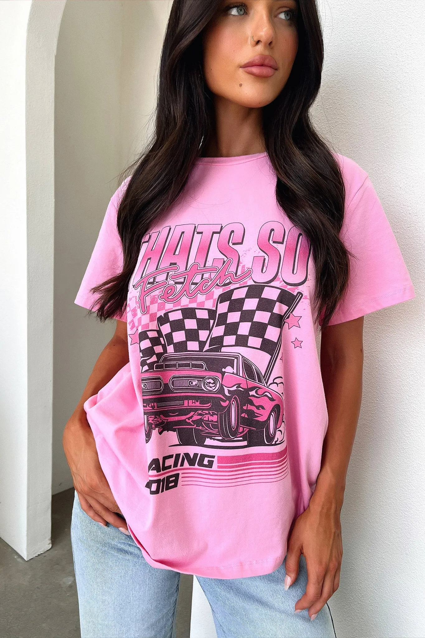 Pitstop Oversized Tee - Pink Skin Friendly Lining Cozy Vibe