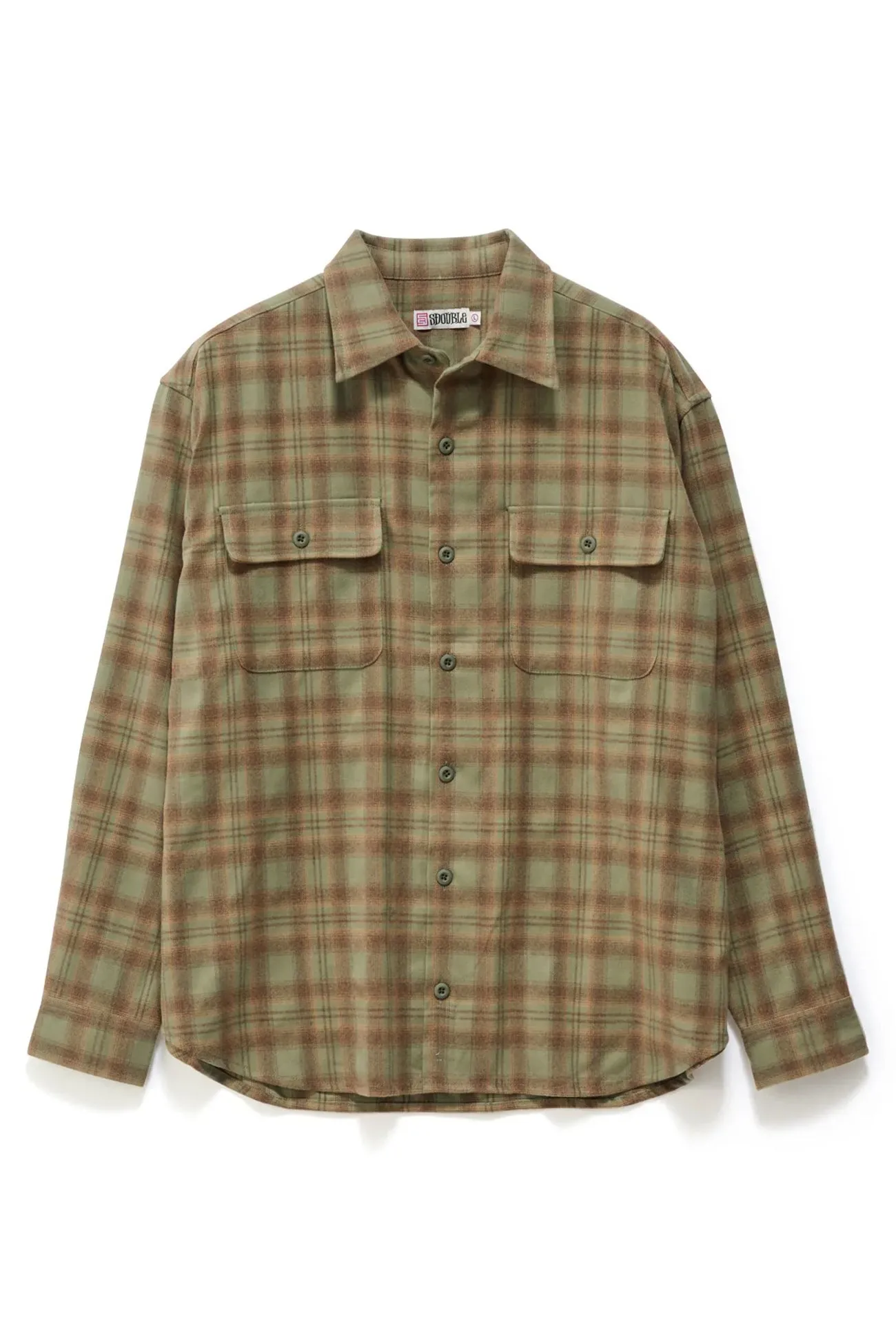 Sporty Tee Plaid Long Sleeve Overshirt Sage