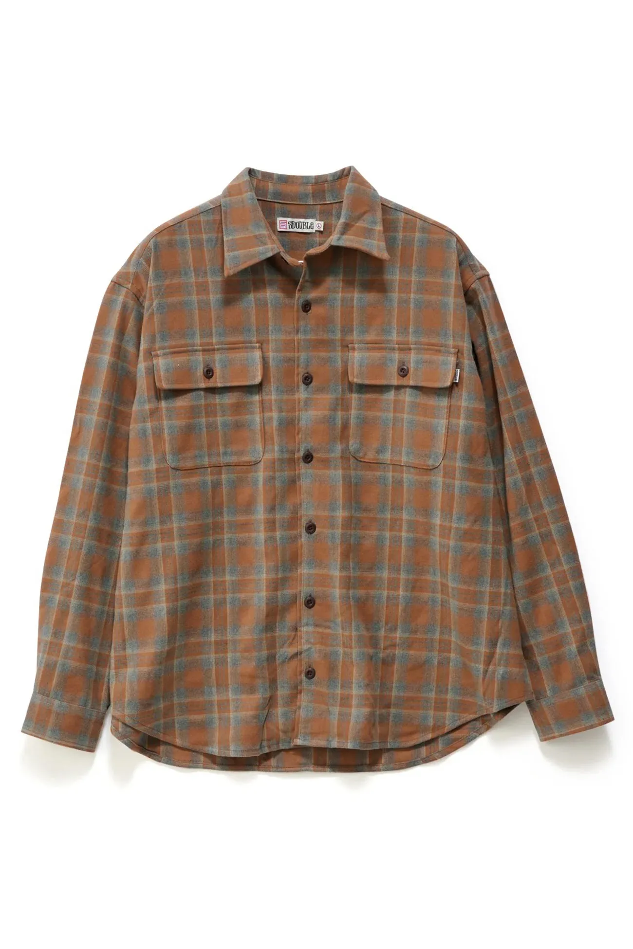 High Density Knit Plaid Long Sleeve Overshirt Sienna