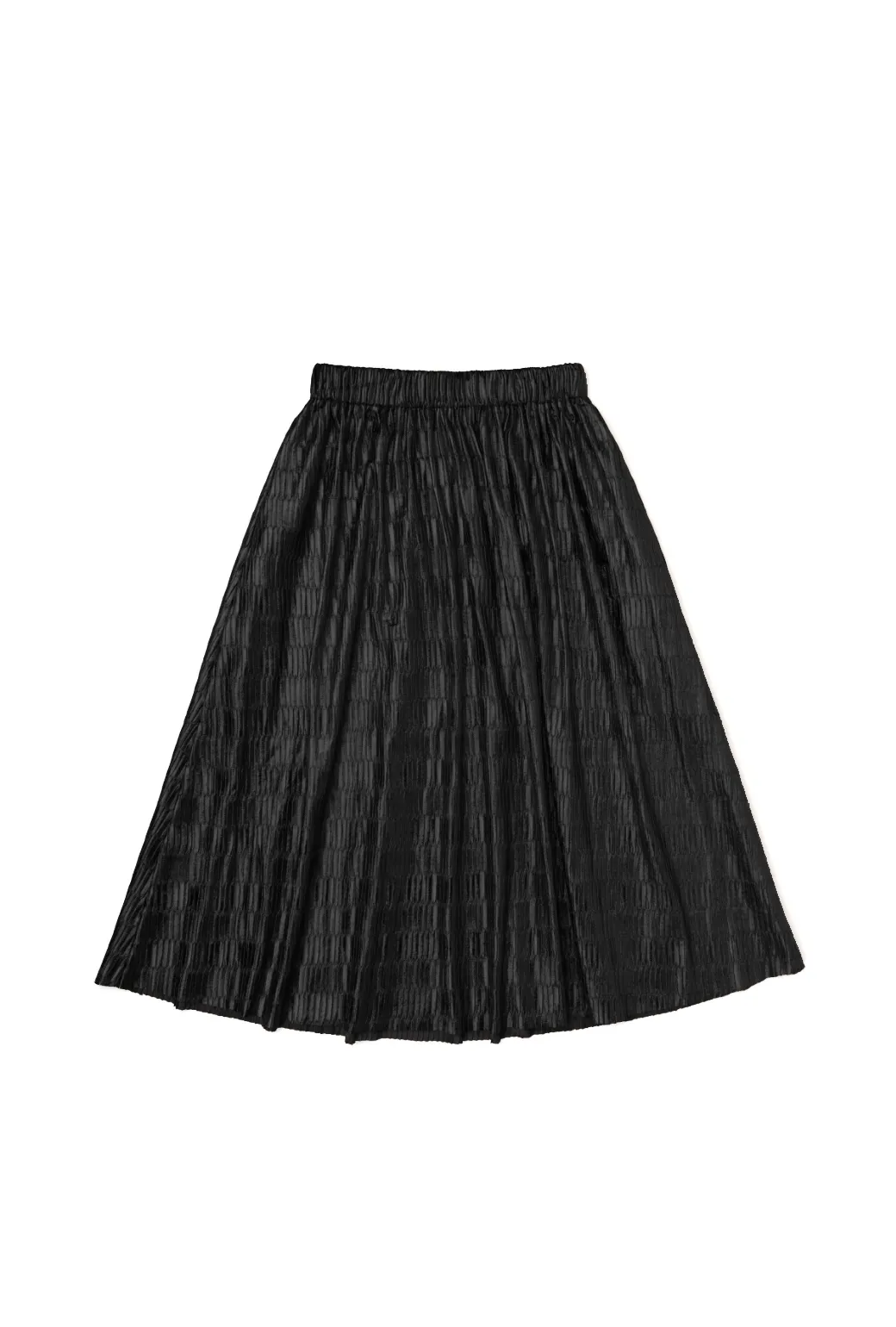 Simple Cut Pleated Skirt - Black