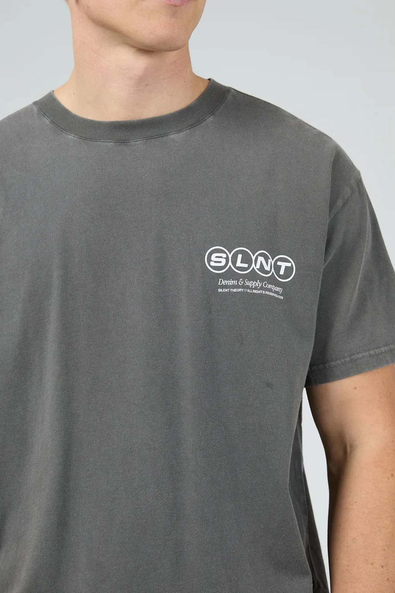 Portal Scoop Tee Coal Double Needle Stitching BondedShoulder