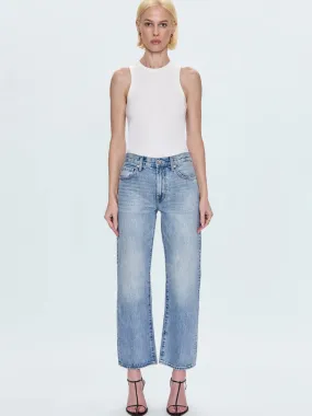 High Stretch Fit Breathable mesh lining PISTOLA LEXI MID RISE BOWED STRAIGHT PANT - BOWIE