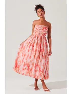 Flawless Waist Fit Cool Layers Aneesha Dress, Coral Tie Dye