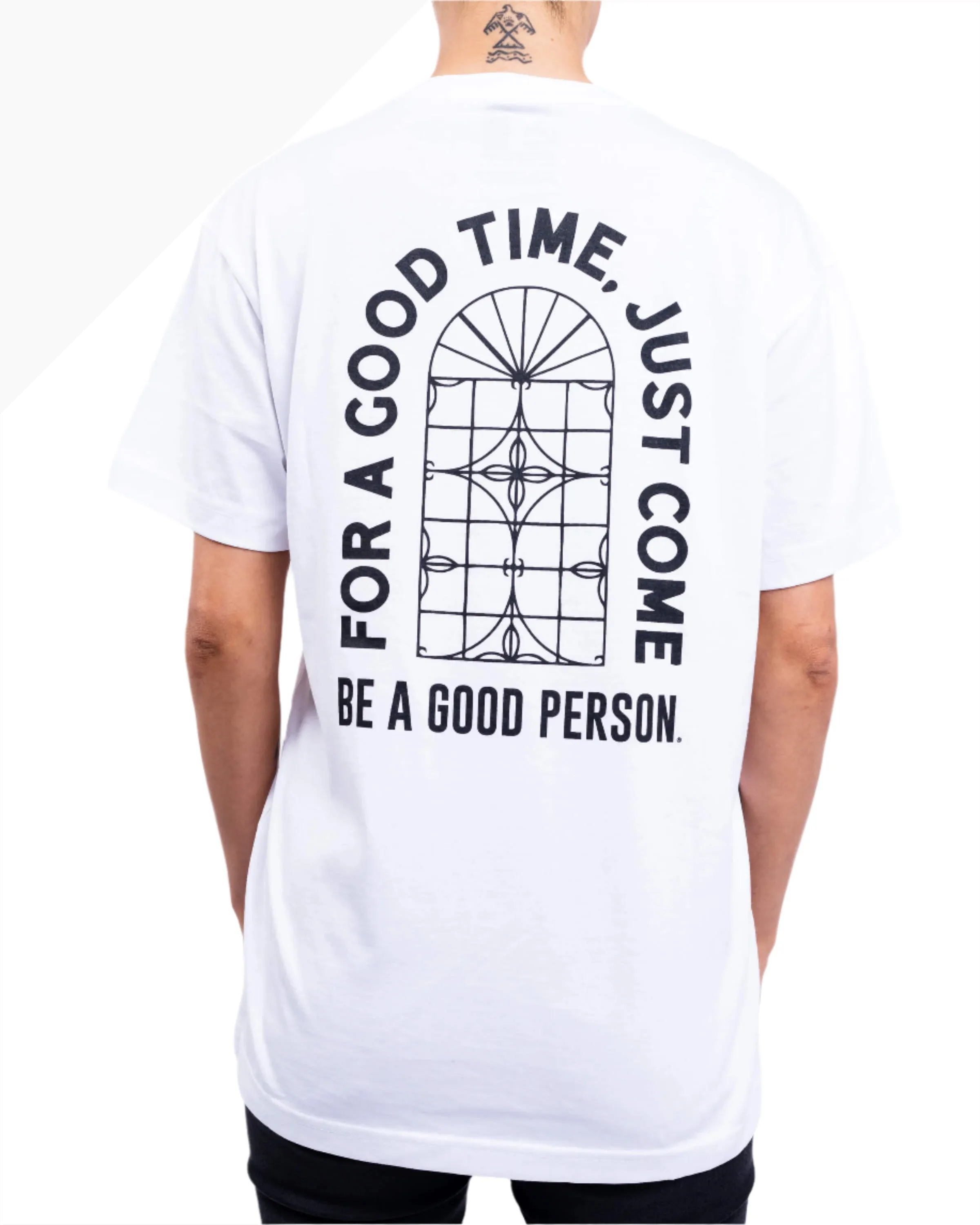BE A GOOD PERSON X AY PAPI T-Shirt - White HypoallergenicFibers Hygroscopic Inner Layer