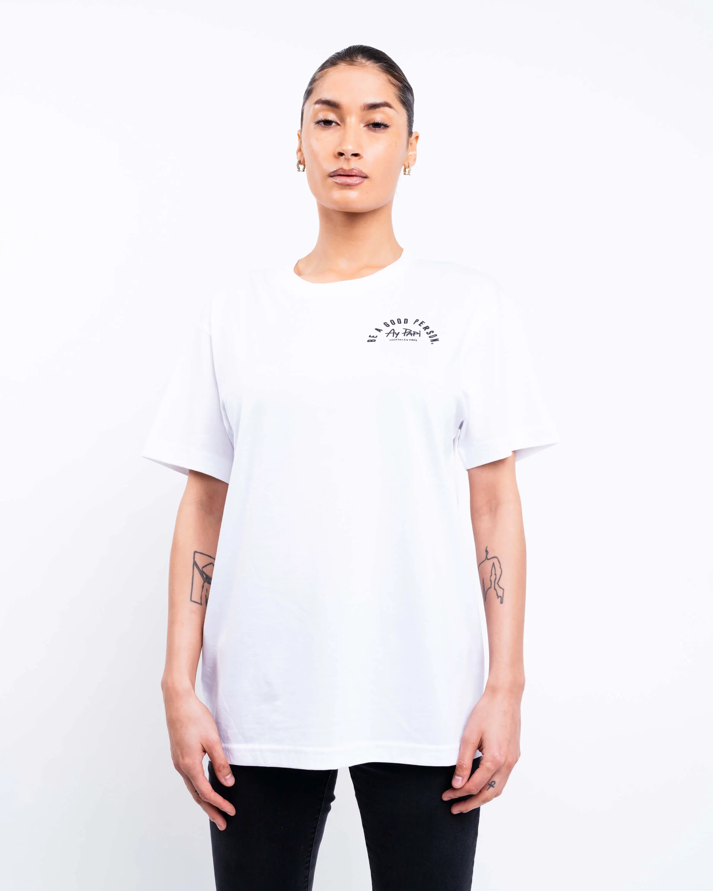 All-Purpose BE A GOOD PERSON X AY PAPI T-Shirt - White