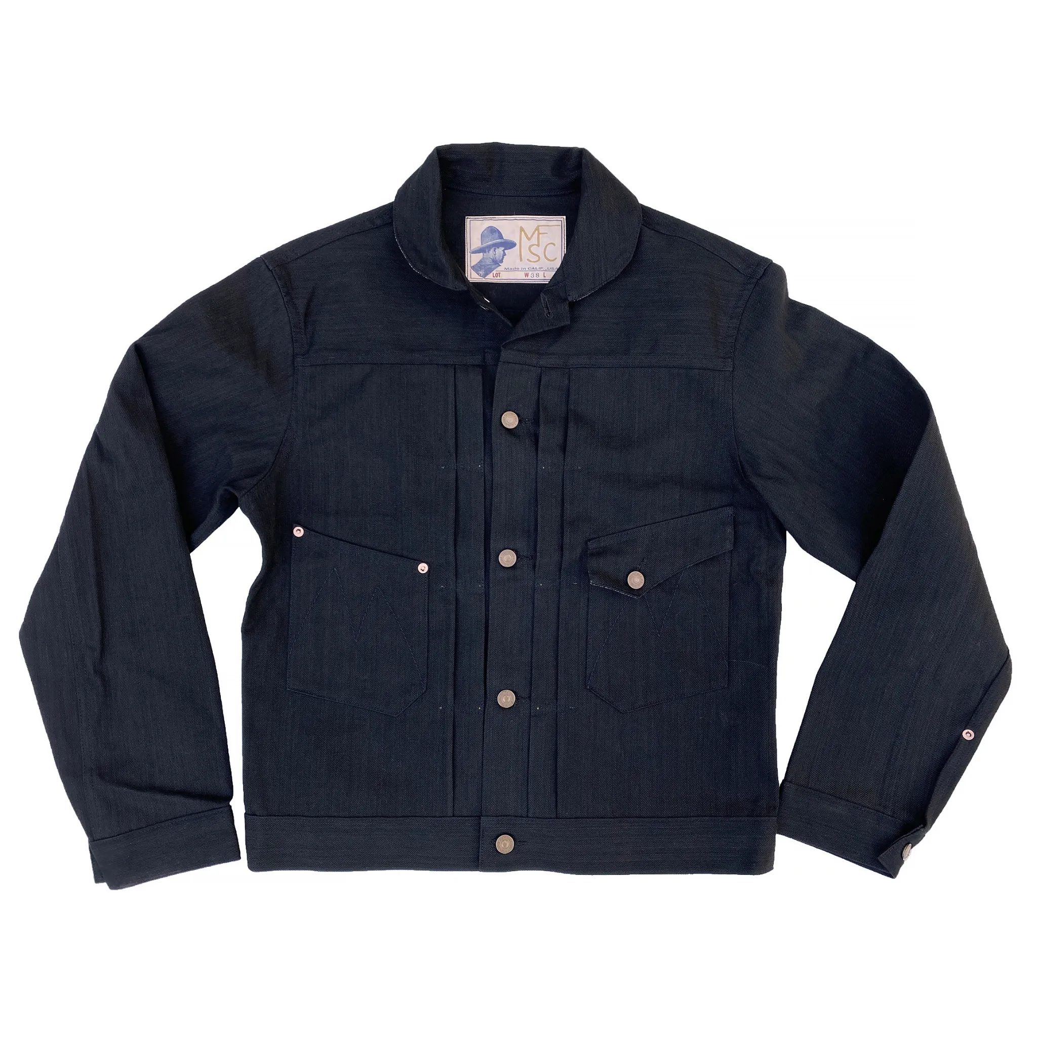 Ranch Blouse - Black Sulfur-dyed Denim - Warehouse Office Wear Crisp Clean Fit
