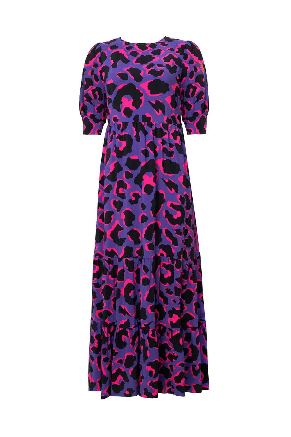 Purple with Pink and Black Snow Leopard Maxi Dress Relaxing Style Work or Casual