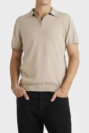 EcoDyeProcess Quarter Zip Knit Light Khaki