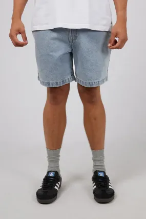 Stain Repellent Coating Rider Denim Short Bleach Blue