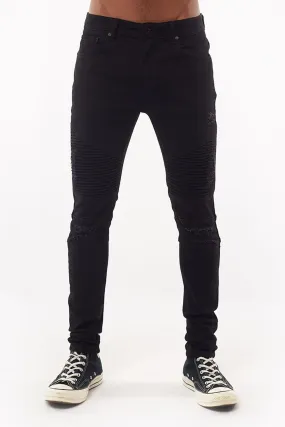Strung Out Moto Jean Black Stretchy Waist
