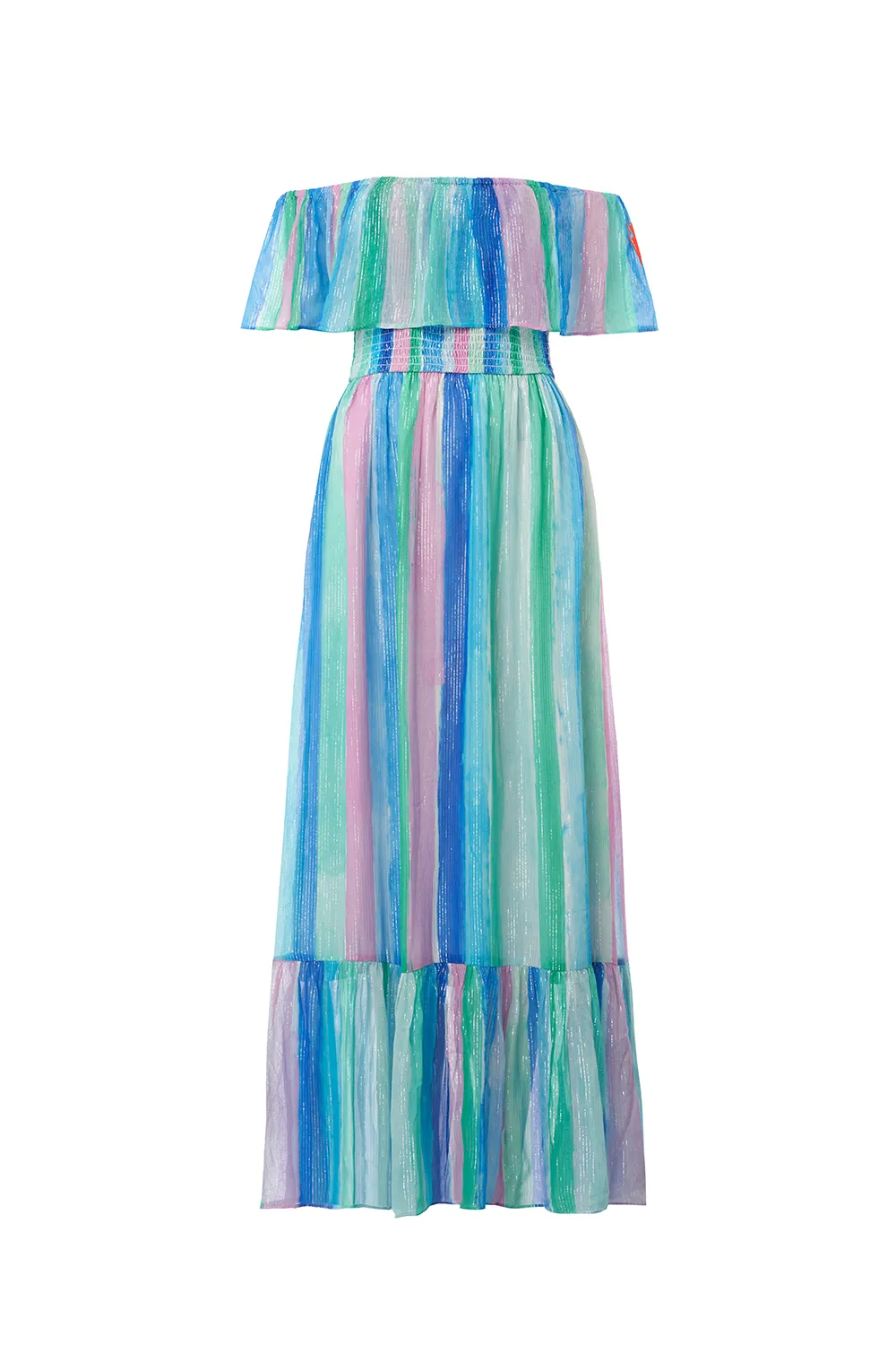 Rainbow Stripe Bardot Maxi Dress Refined Vibe Smart And Comfortable