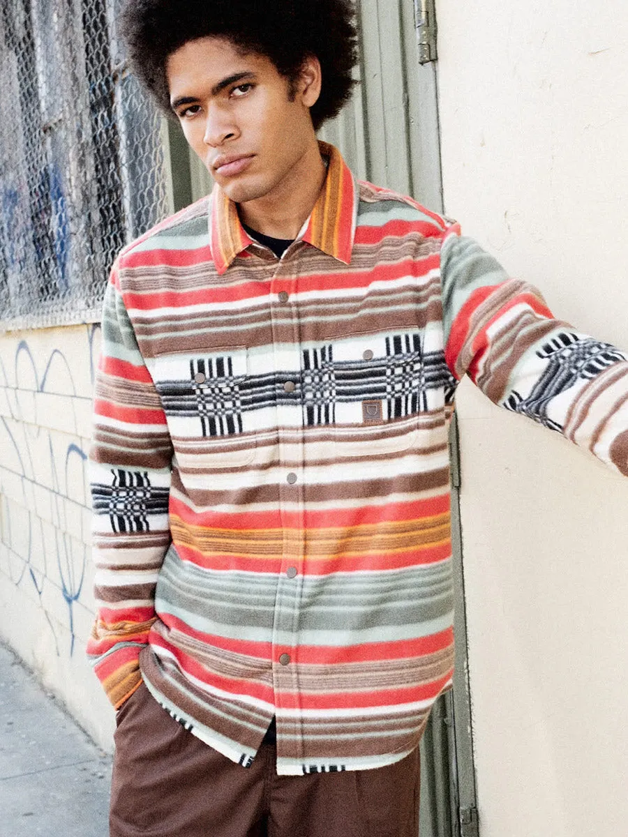 Soft Touch Blend BRIXTON BOWERY LONG-SLEEVE ARCTIC STRETCH FLEECE - MULTI BLANKET STRIPE