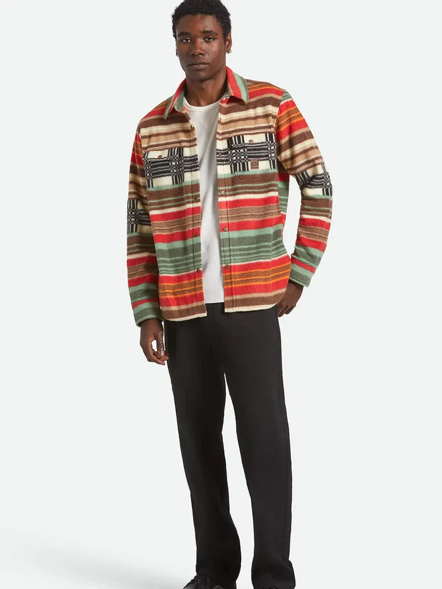 BRIXTON BOWERY LONG-SLEEVE ARCTIC STRETCH FLEECE - MULTI BLANKET STRIPE SeamlessSidePanels BoxyCrop