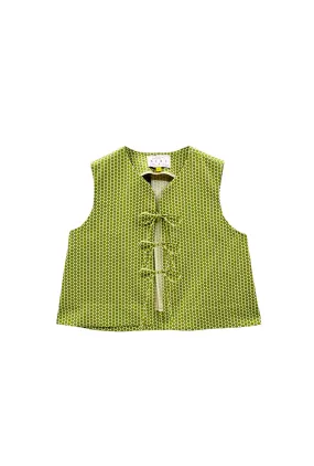 Buru x Val The Fife Vest - Green Polka Dot Compression Resistant Insulation Casual Style
