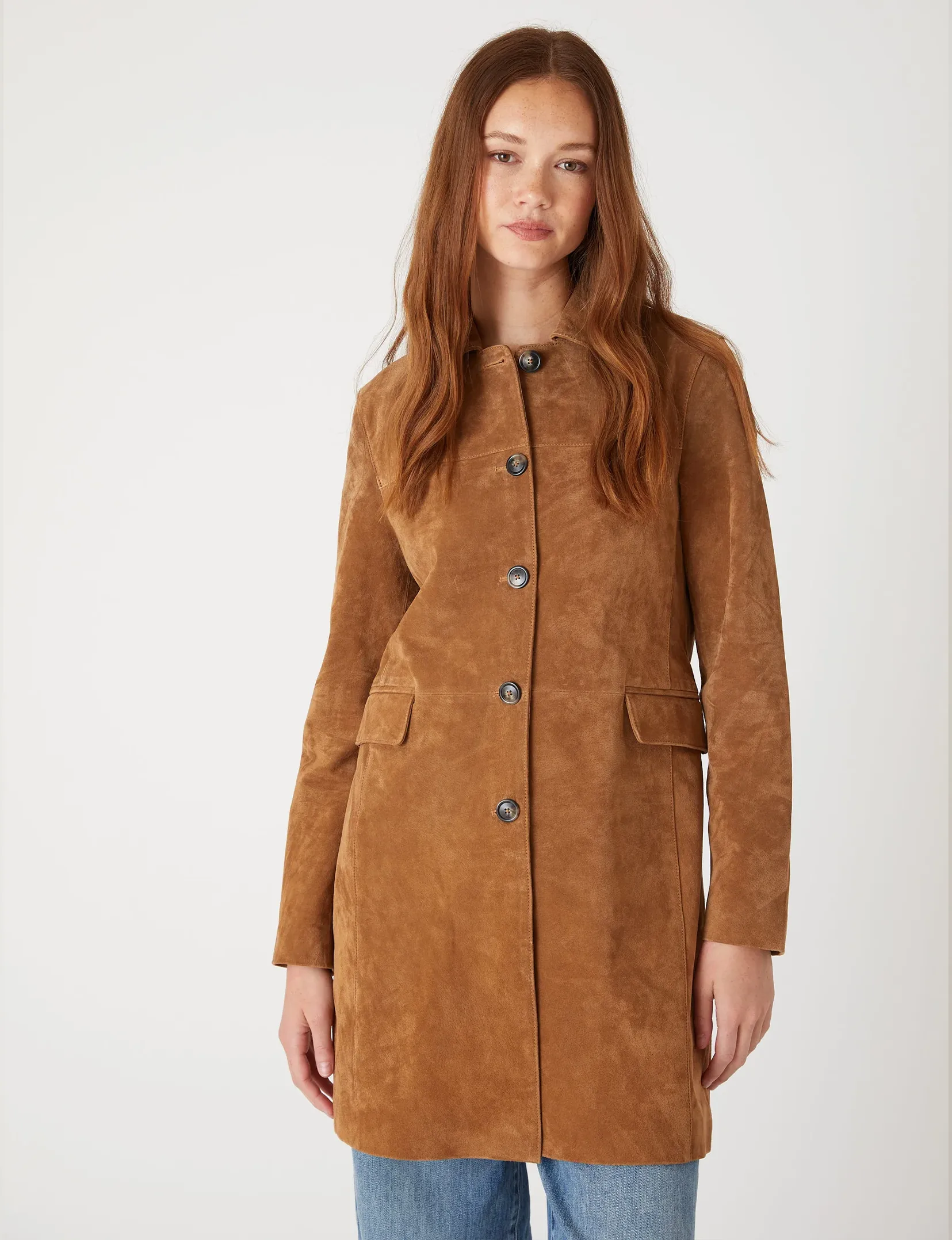 Light Activated Cooling Real Suede Trench Coat, Dirt Bike