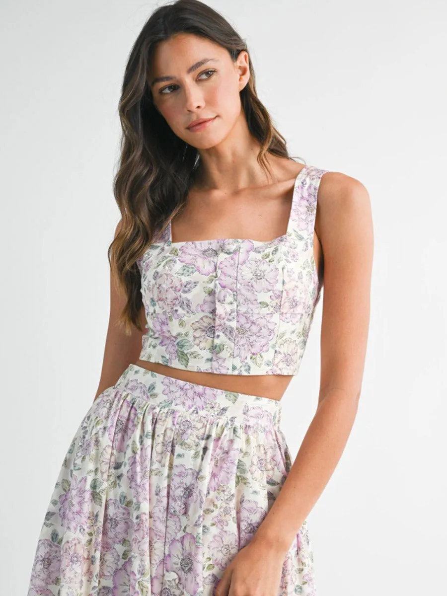 SQUARE NECK FLORAL CROP TOP UniversalFit