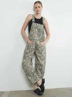 BARREL LEG RELAX FIT OVERALLS - ANIMAL PRINT Effortless Layer Form Fit Comfort