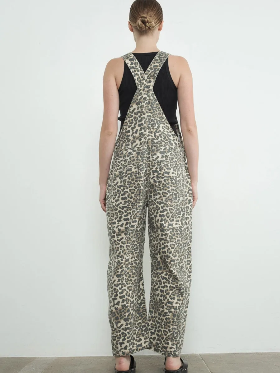 BARREL LEG RELAX FIT OVERALLS - ANIMAL PRINT Warm Fit
