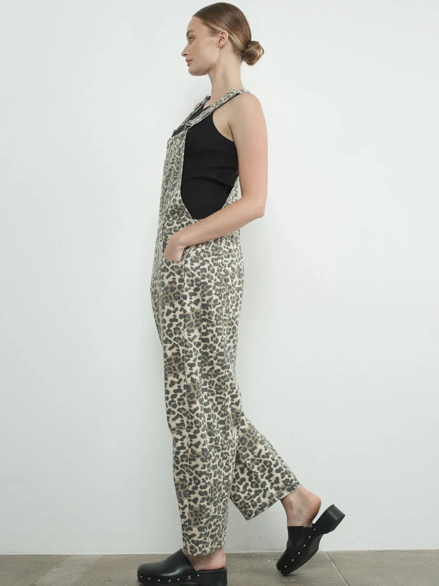 BARREL LEG RELAX FIT OVERALLS - ANIMAL PRINT Fit Comfort