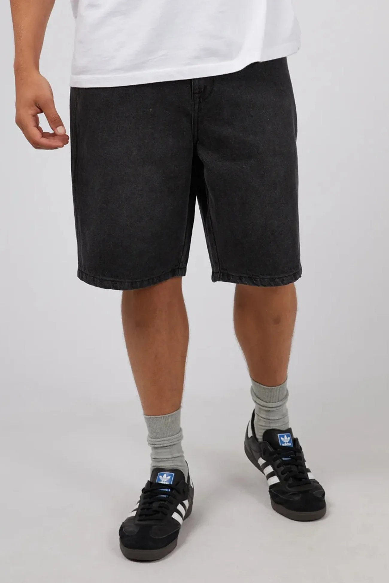 Work Friendly Athletic Flex Wear Jort Washed Black