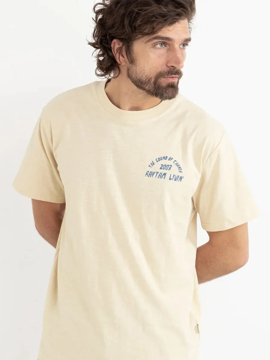 Loose cut RHYTHM DOWN UNDER SLUB SHORT-SLEEVE T-SHIRT - CREAM