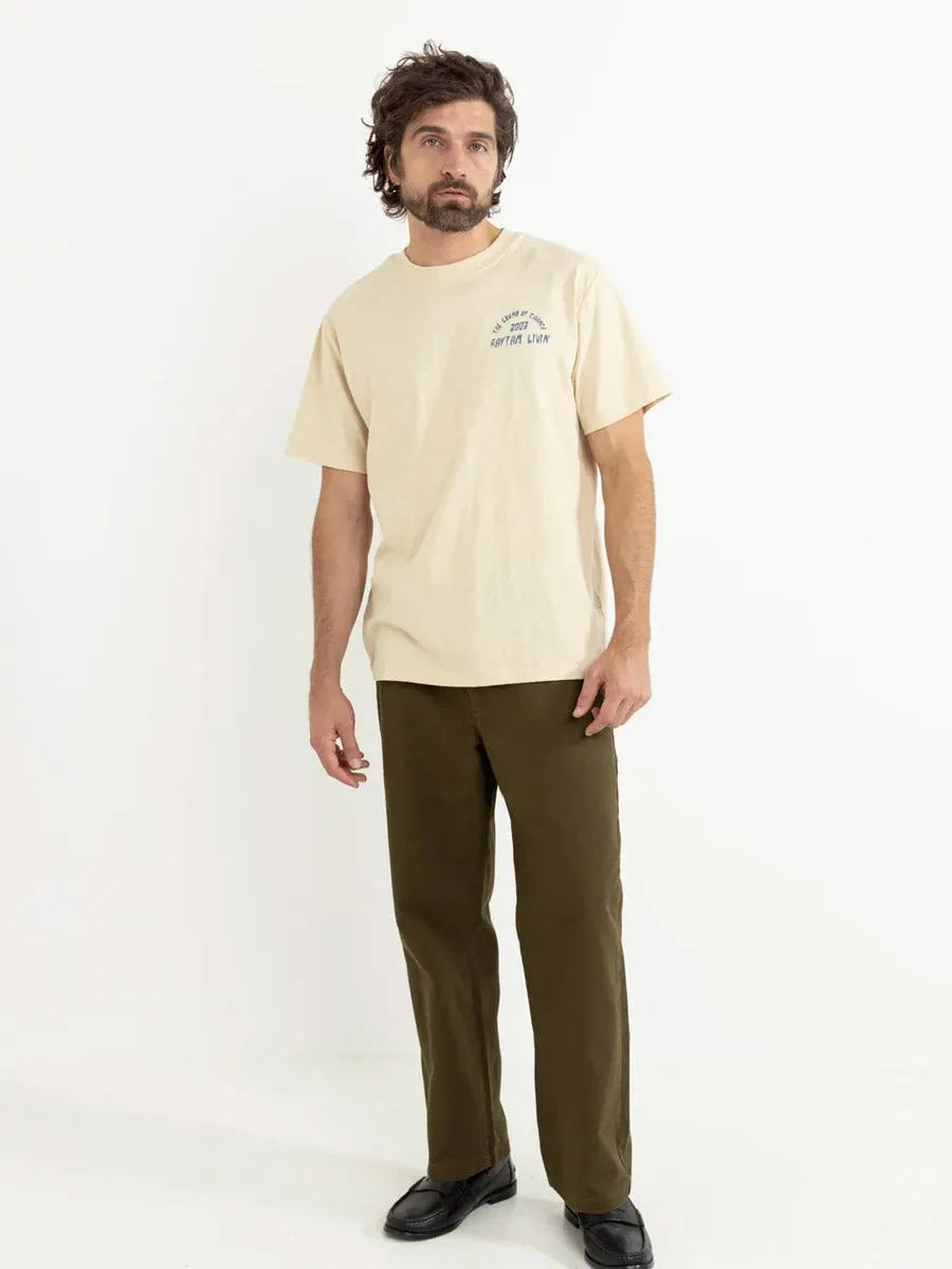 RHYTHM DOWN UNDER SLUB SHORT-SLEEVE T-SHIRT - CREAM FlexibleElasticatedEdging