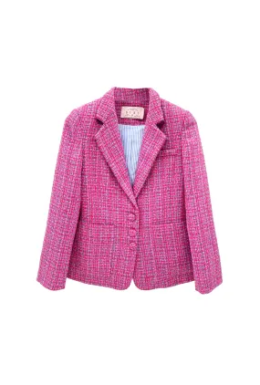 Oversized Silhouette Cozy Street Style The Classic Blazer - Pink Tweed