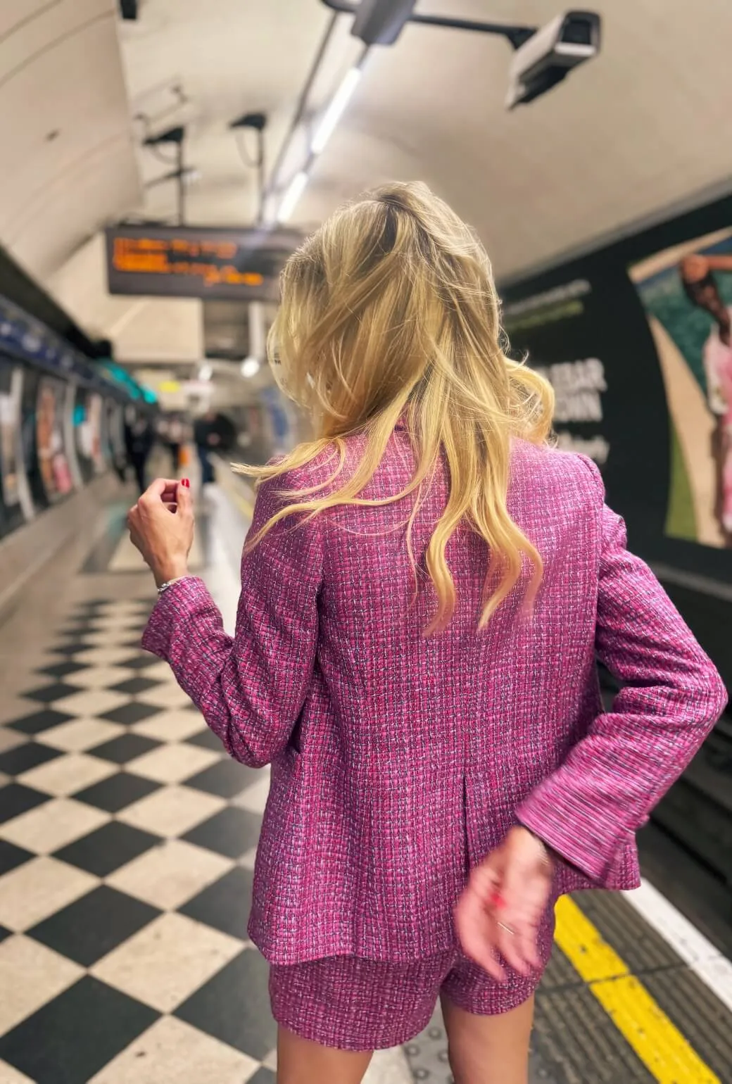 The Classic Blazer - Pink Tweed Rubberized Trims