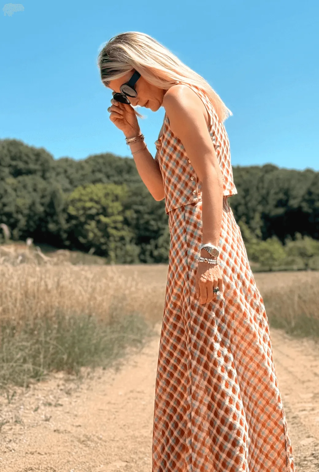 Cropped Paulina Top - Sheer Plaid Breathable Underarm Gussets