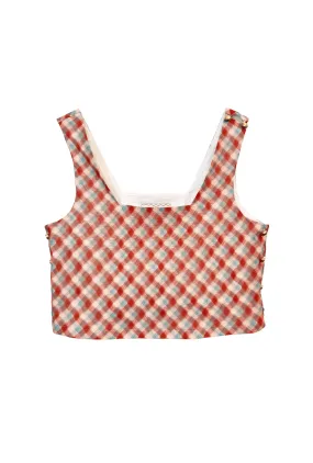 EasyClean Cropped Paulina Top - Sheer Plaid