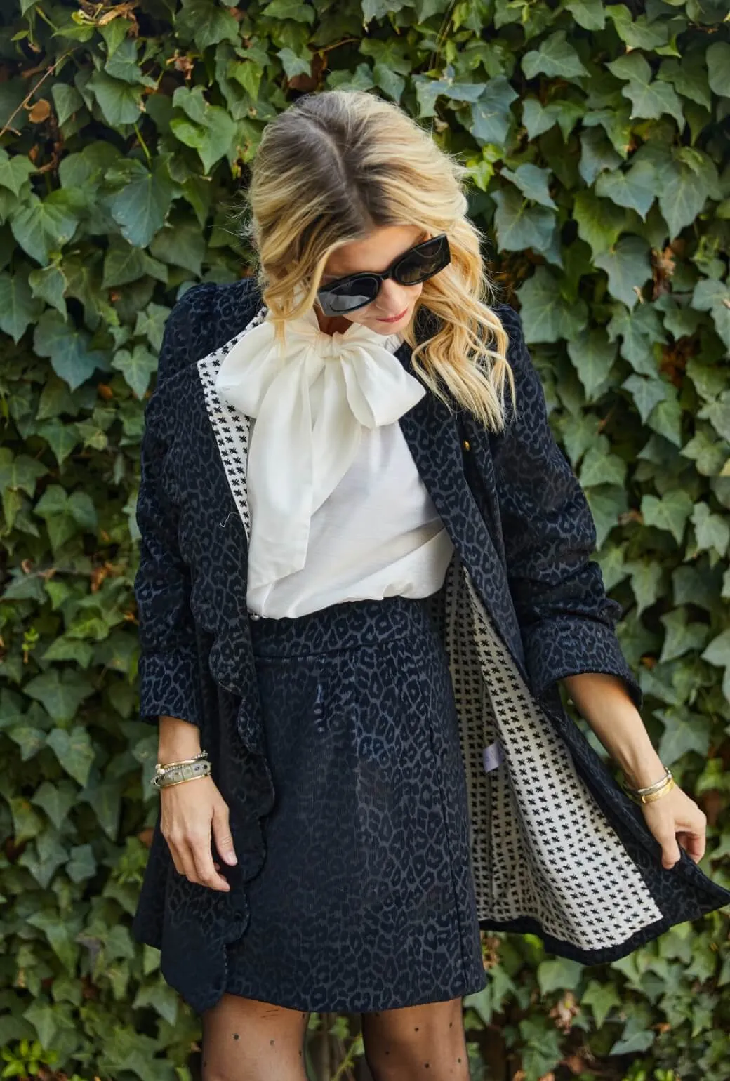 Maggie Mini Skirt - Black Cheetah Corduroy Timeless Layers