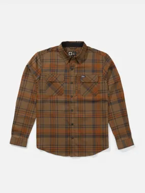 LightweightLayeringSystem HeatRegulating SALTY CREW FATHOM LONG-SLEEVE TECH FLANNEL - DARK BROWN
