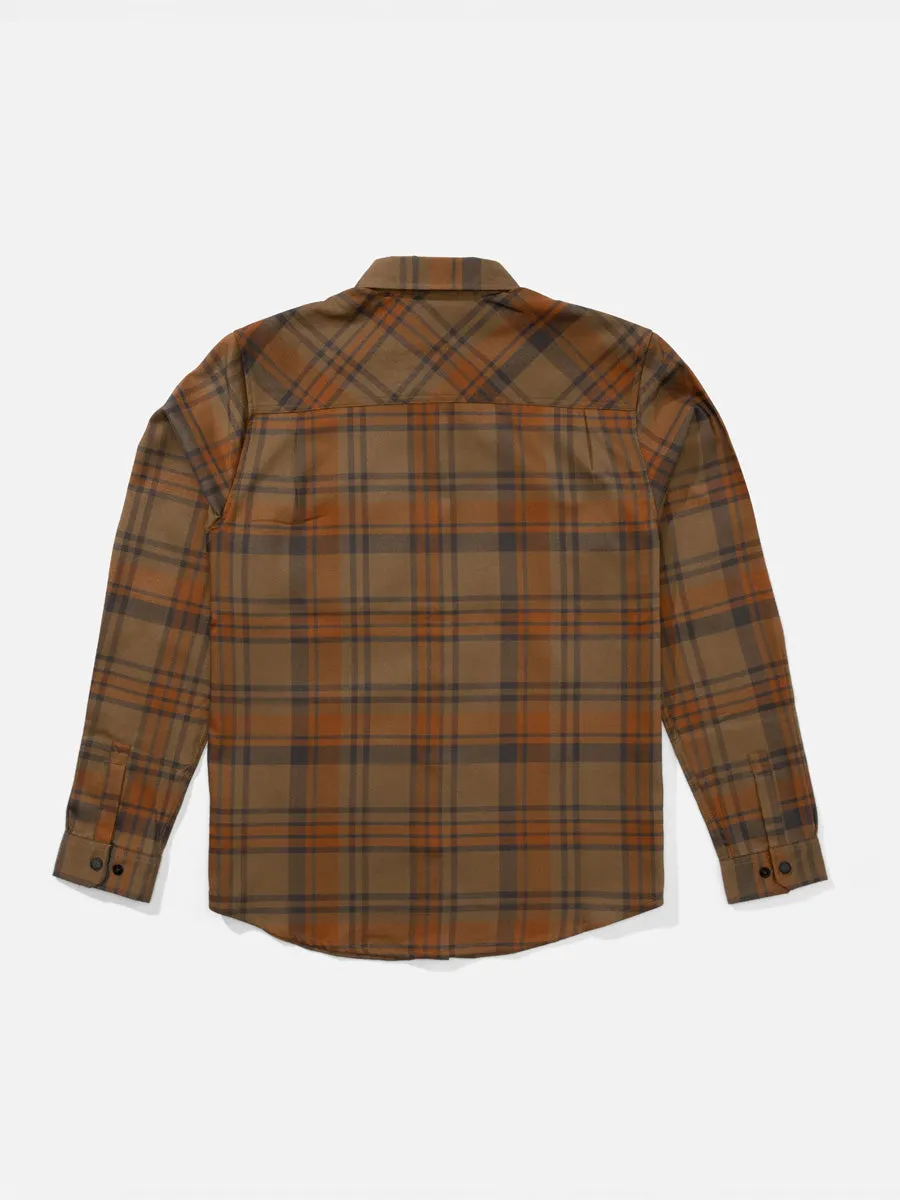 ReflectiveDetails Tagless Comfort SALTY CREW FATHOM LONG-SLEEVE TECH FLANNEL - DARK BROWN