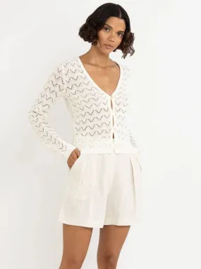 SheerLayering AVERY KNIT CARDIGAN - WHITE