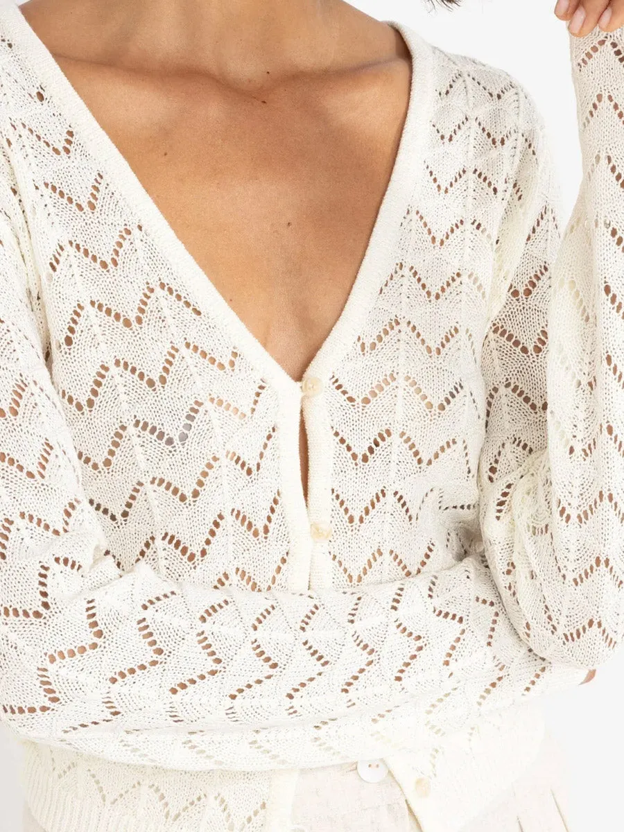 Soft Hoodie SweatGuard Lining AVERY KNIT CARDIGAN - WHITE