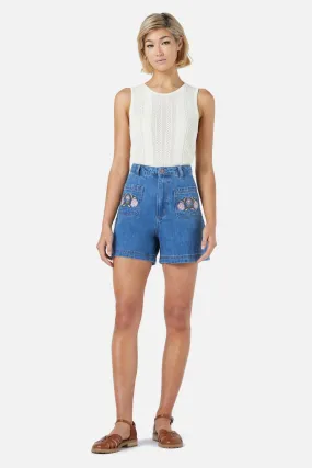 Renata Emb Short High-waisted fit Vintage Wash