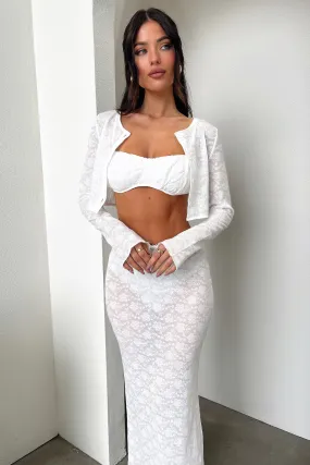 Renoir Maxi Skirt - White Lightweight texture