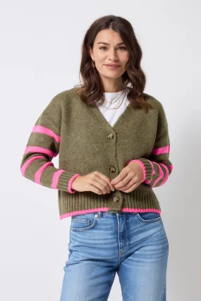 Airflow Optimized Khaki and Pink Stripe Cardigan
