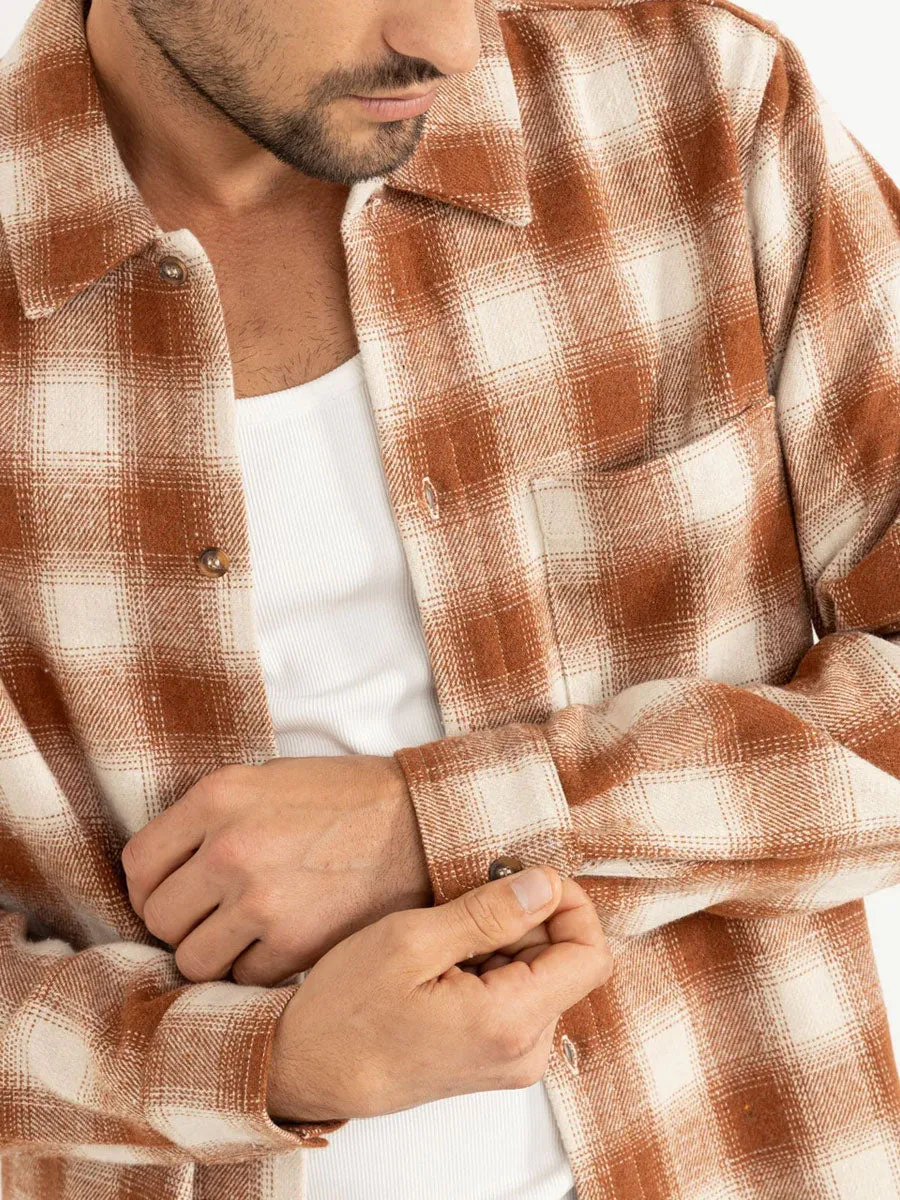 RHYTHM BISON LONG-SLEEVE SHIRT - TOBACCO Comfortable Collar Reinforced Shoulder