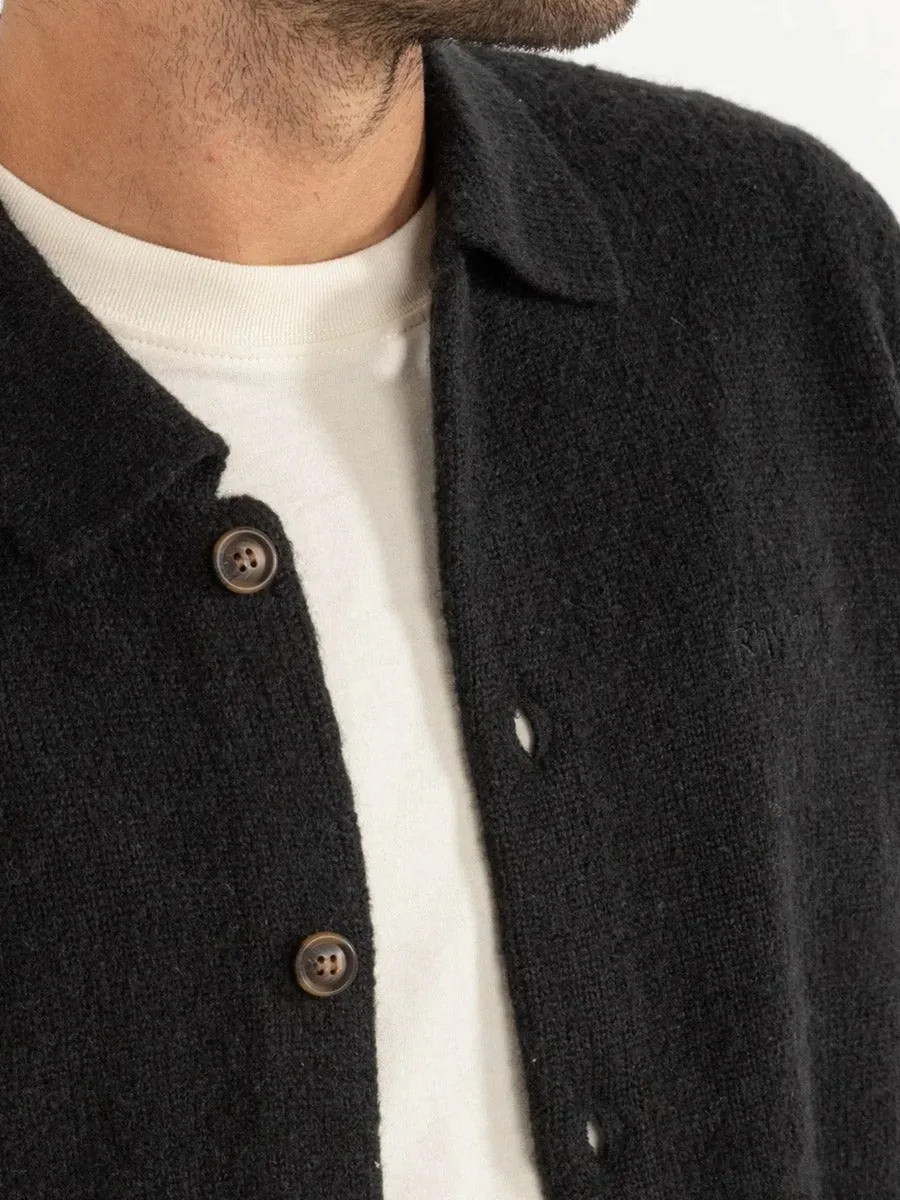 RHYTHM MOHAIR BUTTON UP KNIT - BLACK MinimalistDesign Sustainable Material Blend