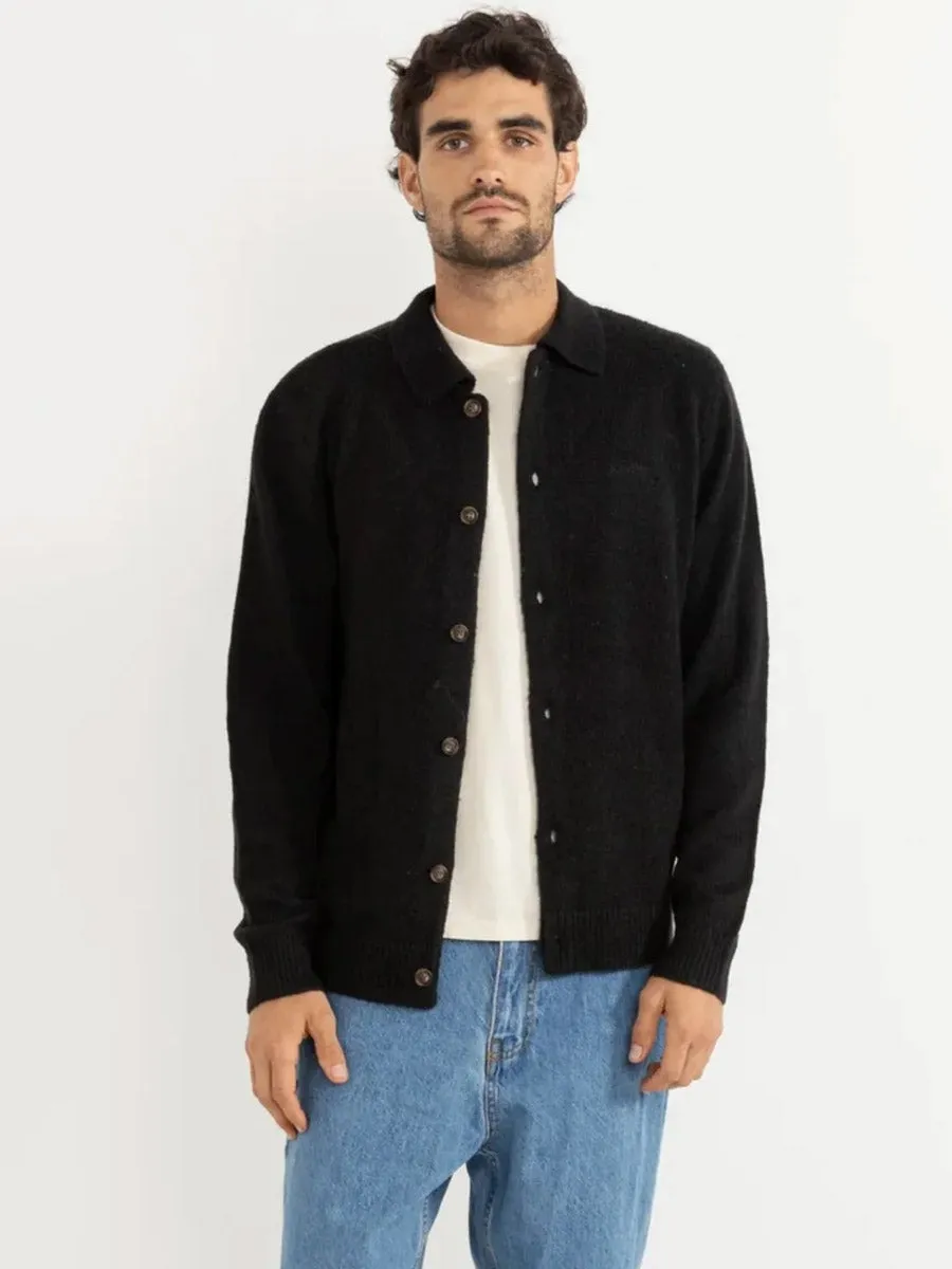LowProfileZipperSystem Classic Cut RHYTHM MOHAIR BUTTON UP KNIT - BLACK
