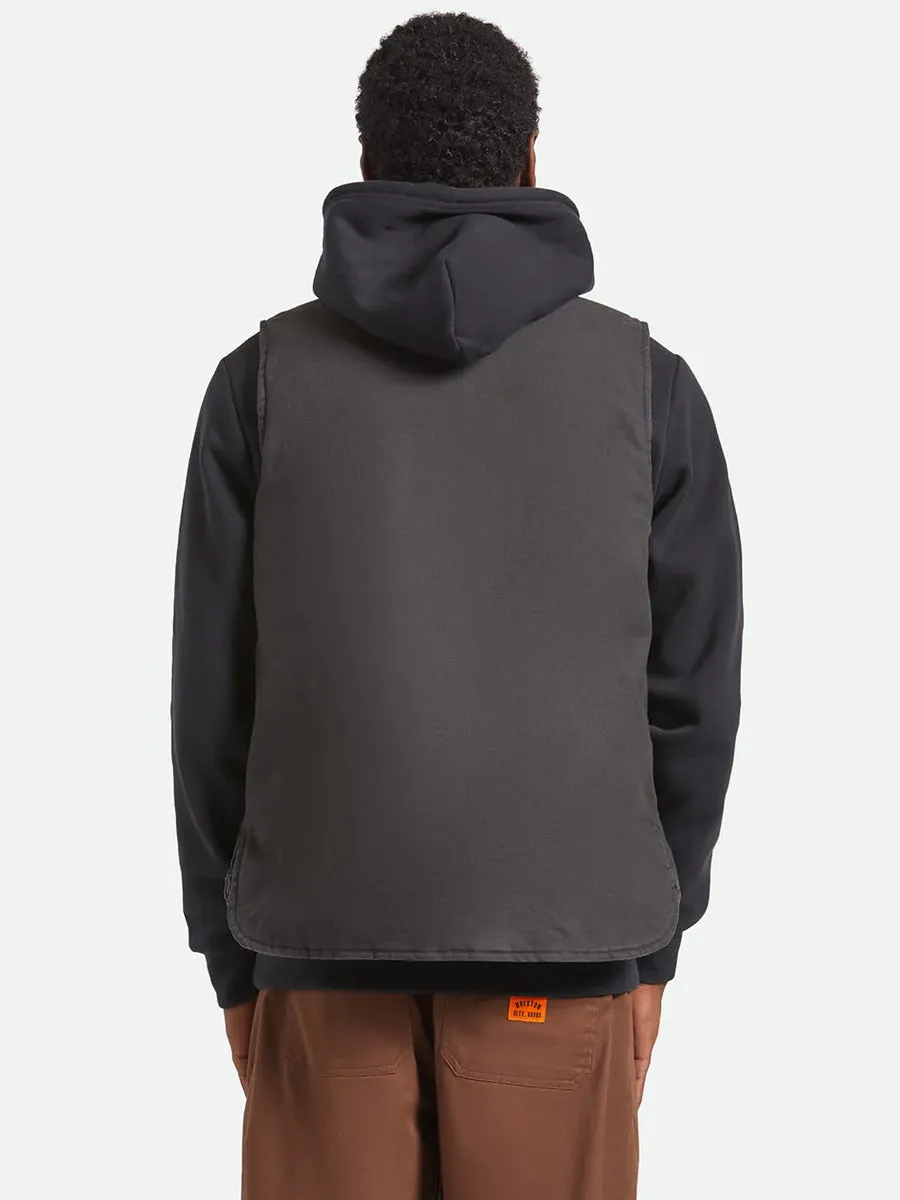 BRIXTON BUILDERS ABRAHAM REV VEST - DARK CAMO Button Down Collar Style