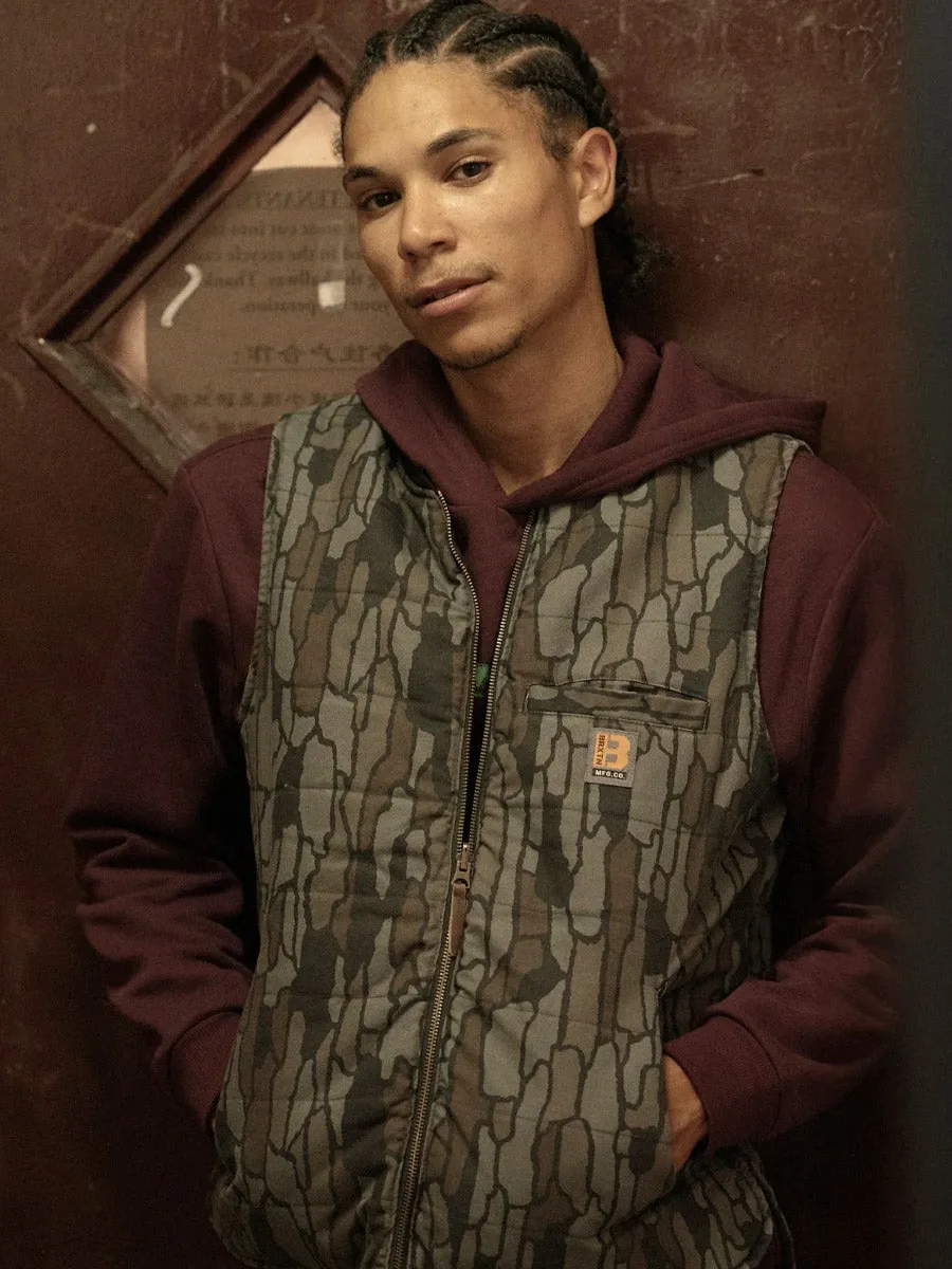 BRIXTON BUILDERS ABRAHAM REV VEST - DARK CAMO Ribbed Collar Style Seamless Knit Design