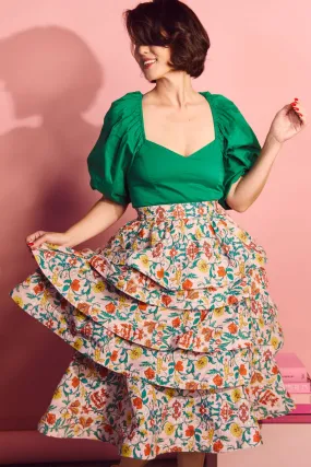 Moisture Wicking Technology Chic Vibe SAMPLE - MIDI Teagan Skirt - Spring Floral